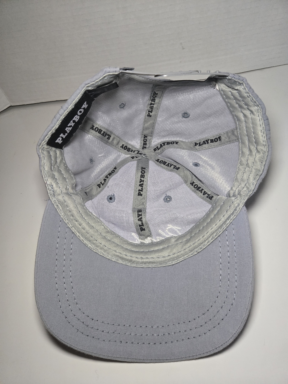PLAYBOY Light Gray Script Logo Cap - Picture 5 of 6